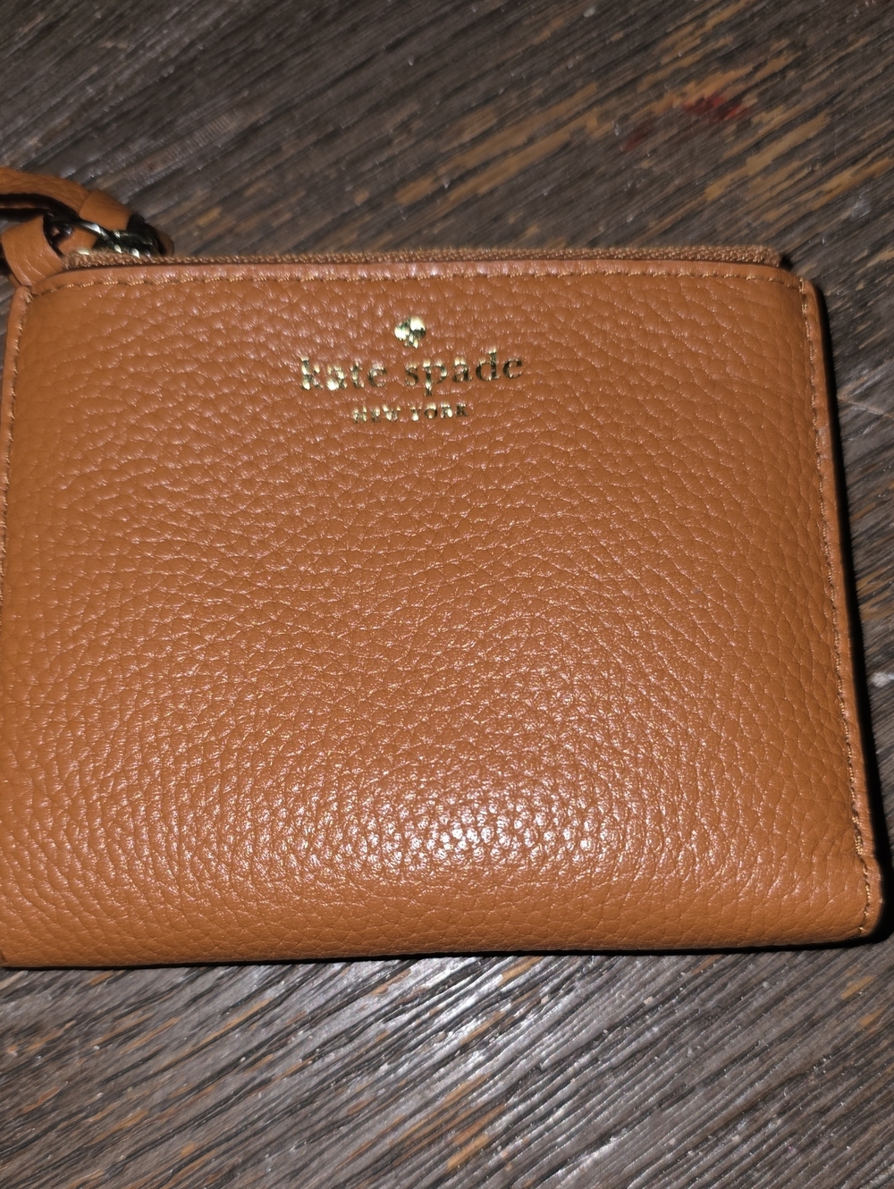 Kate Spade Pebbled Leather Wallet in Cognac
